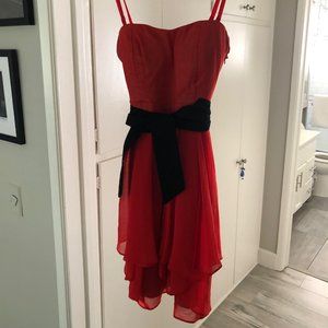 Dark Orange/Red & Black Formal Mini Dress